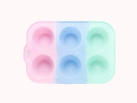 Molde silicona transparente 6 muffins rizados